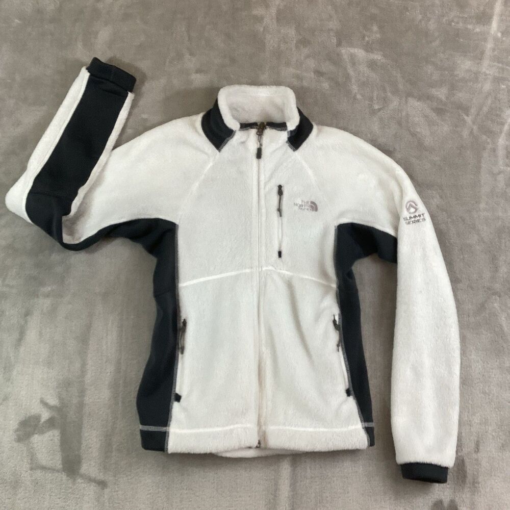 The North Face SummitSeries Jacket Women Petite Small White Black Fleece Zip-Up